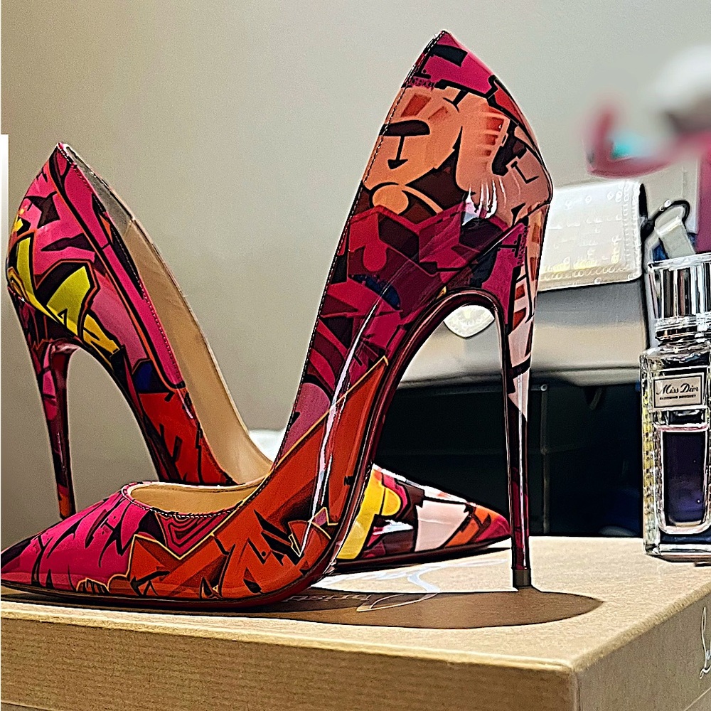 Christian Louboutin Women’s “SO KATE” patent leather pumps.